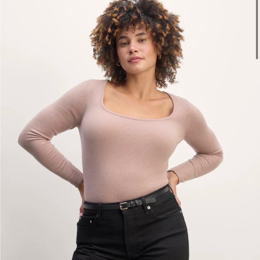 EVERLANE square neck, dusty rose cashmere sweater, size small